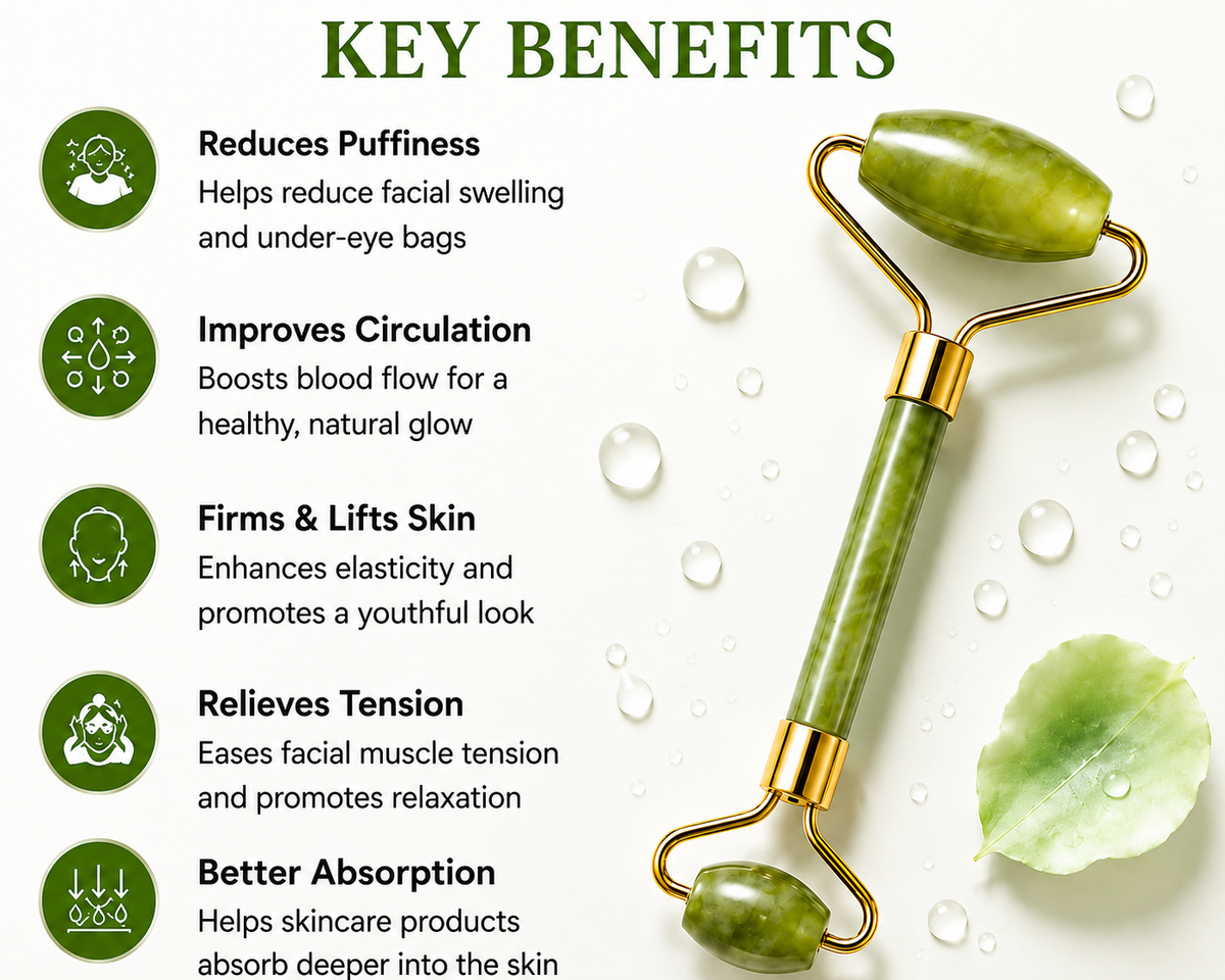 LuxeGlow Jade Roller & Gua Sha Set