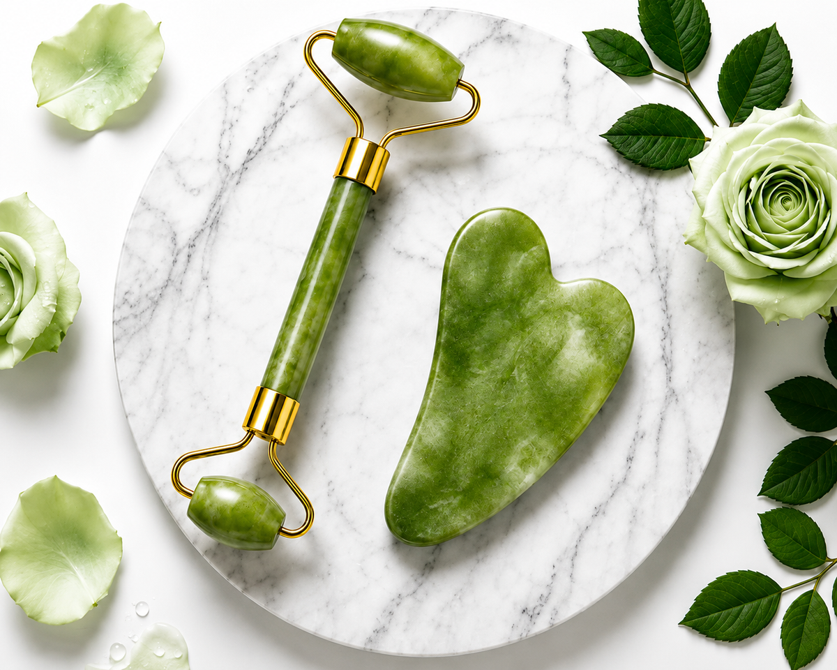 LuxeGlow Jade Roller & Gua Sha Set