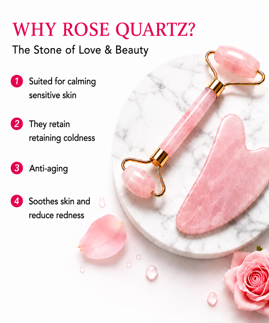 GlowStone Rose Quartz Facial Roller