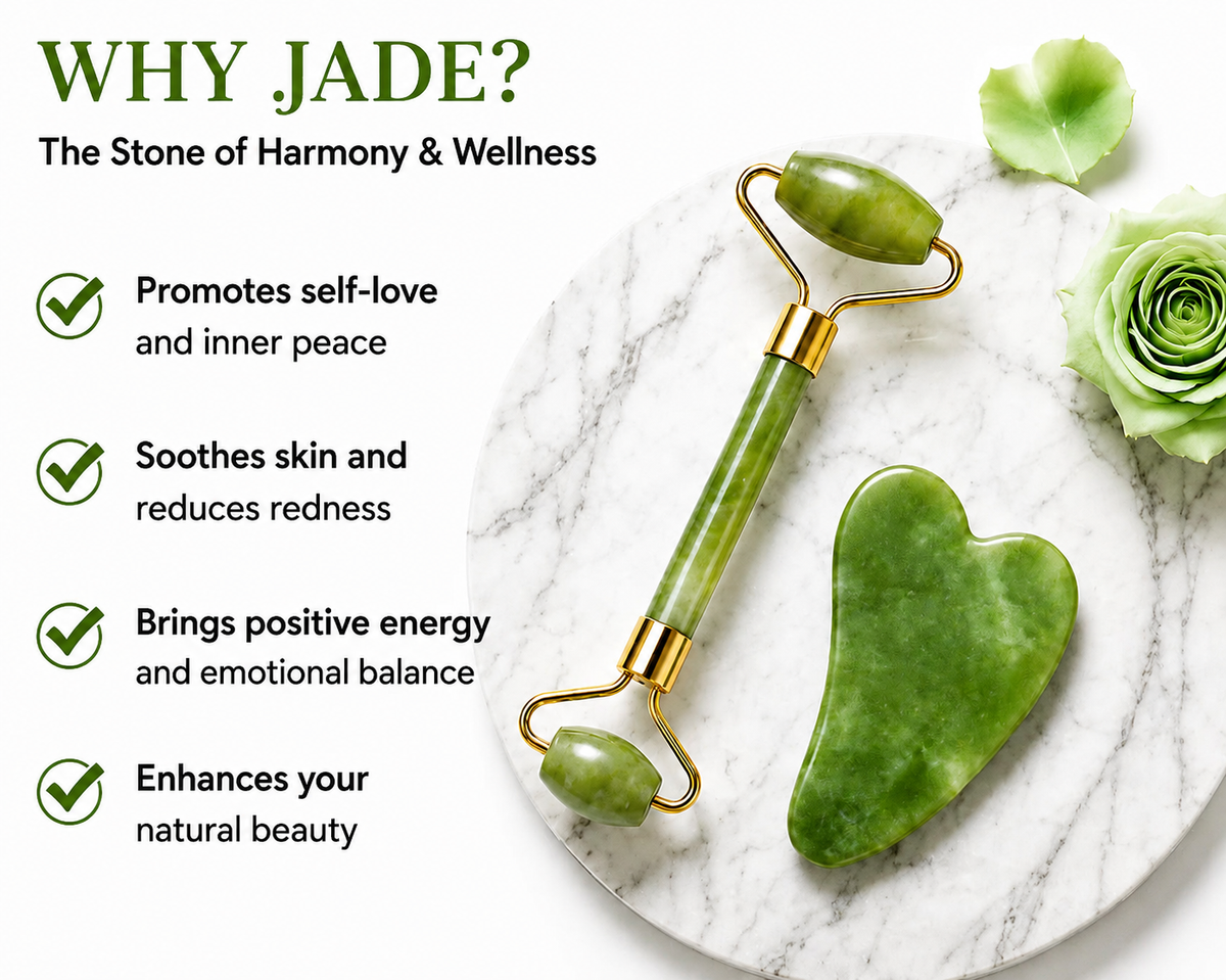 LuxeGlow Jade Roller & Gua Sha Set